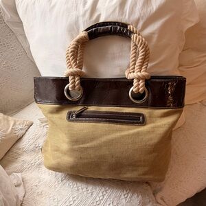 Vintage authentic and rare Barneys New York Brown and Tan Tote with Rope Handles